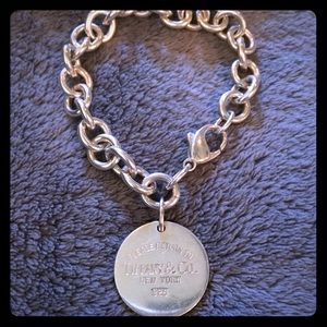 Tiffany & Co Silver Round Tag Charm Bracelet